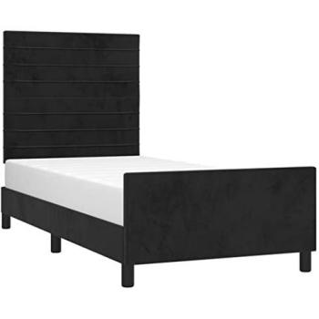 Estructura de cama con cabecero de terciopelo negro 100x200 cm