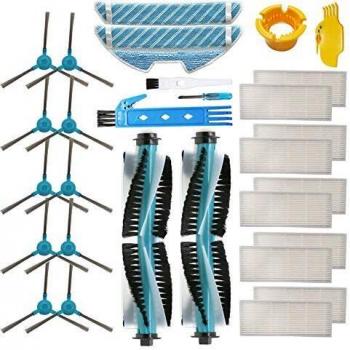 BSDY YQWRFEWYT Kit de Accesorios para Cecotec Conga 1290 Cecotec Conga 1390 Robot Aspiradora Piezas de Repuesto Paquete de 2 Cepillo Principal, 10 filtros Hepa, 10 cepillos Laterales, 2 trapeadores