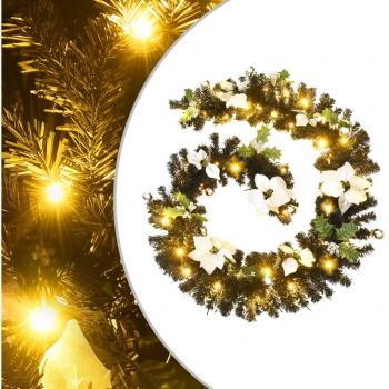 Guirnalda de Navidad con Luces LED 2,7 m PVC negro y plateado, verde, verde y dorado