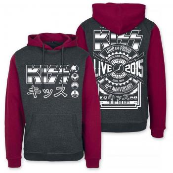 KISS Japan Live 2015 Sudadera con Capucha Rojo/Gris 3XL