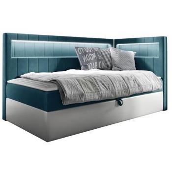 Cama Continental Baltimore 172 - Individual, Turquesa, Cuero Ecológico, Con Resortes Bonnell y Somier 90x200 cm