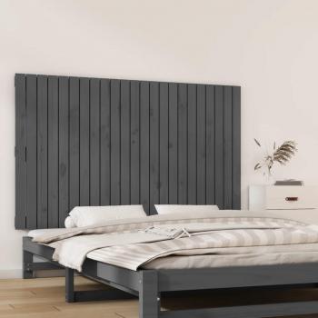 Cabecero de cama de pared gris 147x3x90 cm madera maciza de pino