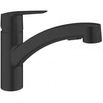 Grifo de Cocina Grohe Start Monocomando con Ducha Extraíble, Negro Mate, 305312431