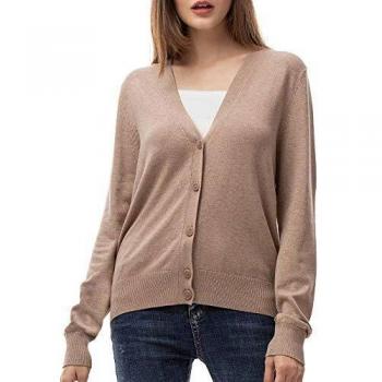 Woolen Bloom Cardigan Mujer Rebeca Blusa Manga Larga Cárdigan Chaqueta de Punto Cardigans Mujer Básico con Botones V Cuello Jerseys Primavera Verano Otoño Sueter