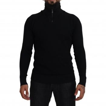 Dolce & Gabbana Black Silk Turtle Neck Pullover Sweater - IT54 | XL, Luxurious Black Silk Blend Sweater, Male, Size: 2XL