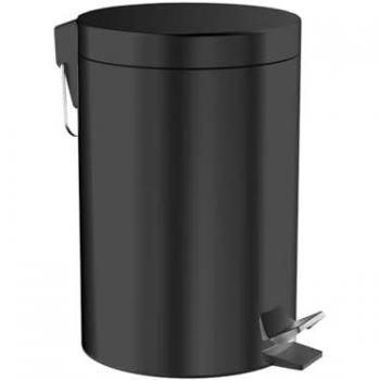 Papelera Emco System2, Redonda, con Tapa y Pedal, 5 Litros, Color Negro