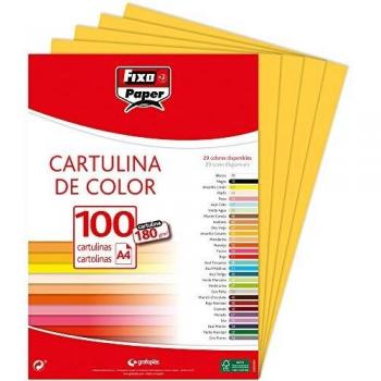 Fixo paper 11110460 z paquete de cartulinas a4 z 100 unidades color amarillo canario 180g
