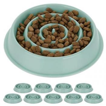 Comedero Antivoracidad para Perros - 10 Anillos Antiestrés, Bol Antiansiedad, Apto Lavavajillas, 400 ml, Azul
