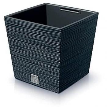 Macetero Cuadrado FURU Color Antracita con Depósito de Agua - 24 x 24 x 23,5 cm - Capacidad 7,5 L