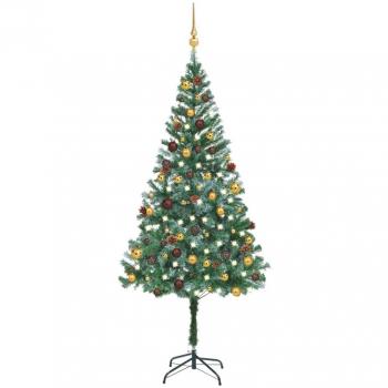 vidaXL Artificial Pre-lit Christmas Tree with Ball Set & Pinecones 180 cm