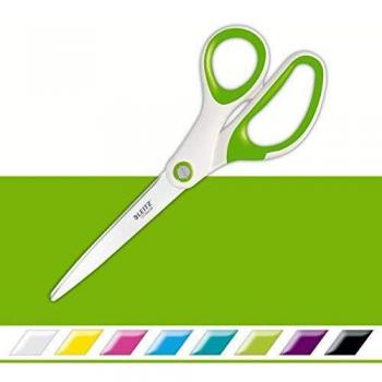 Leitz Tijeras de Titanio, para Diestros y Zurdos, 6,7 x 1,5 x 15 cm, Material de Oficina, Empuñadura Ergonómica, Gama WOW, Green, 53192154
