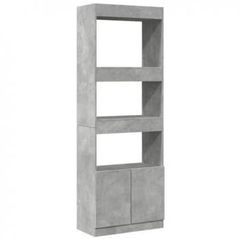 Aparador Alto de Madera de Ingeniería Gris Hormigón 63x33x180 cm, Librería, Estante y Mueble de Libros, Armario Estantería de Libros