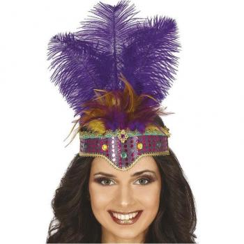 Diadema de Plumas Lilas