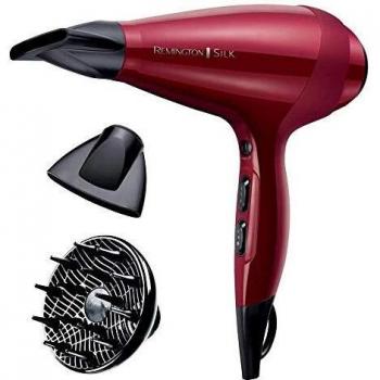 Remington Secador de Pelo Profesional Silk, Rejilla de Cerámica Sedosa, Iónico, Cabello Sin Encrespamiento, 2400 W, Motor AC, Difusor y Concentrador, 6 Temperaturas, 2 Velocidades, AC9096