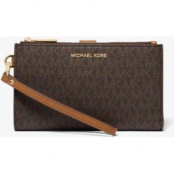 Cartera de mujer Michael Kors JET SET 34F1GJ6W4B en marrón con estampado de logotipos