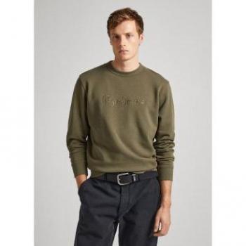 Sudadera Joe verde de Pepe Jeans con logo bordado y cuello redondo
