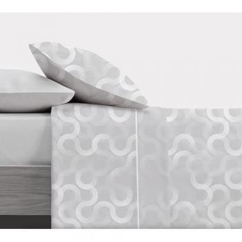 Juego de Sábanas Extrasuave 144 Hilos 3 Piezas - Cama 90 cm - Diseño Bren Gris - Ideal para Primavera y Verano - Incluye Sábana Bajera, Sábana Encimera y