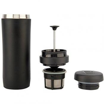 ESPRO® Travel Press con Filtro de café, Acero Inoxidable, Negro, 7.2 x 7.2 x 20.4 cm