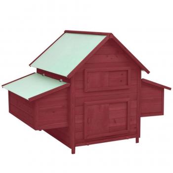 vidaXL Chicken Coop Red and White 152x96x110 cm Solid Firwood