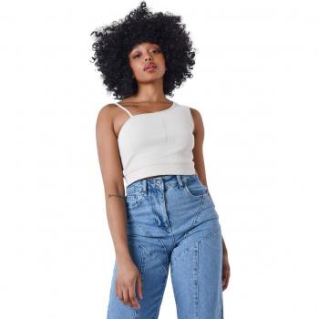 Camiseta de tirantes asimétrica mujer Project X Paris Greige S