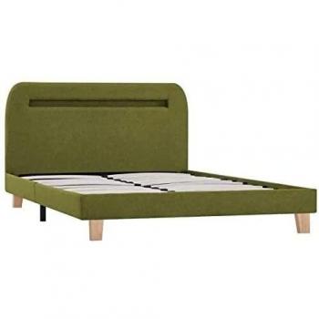 vidaXL Estructura de Cama con LED 120x200 cm Decoración Dormitorio DIseño Habitación Hogar Casa Mobiliario Muebles Bricolaje Tela Verde