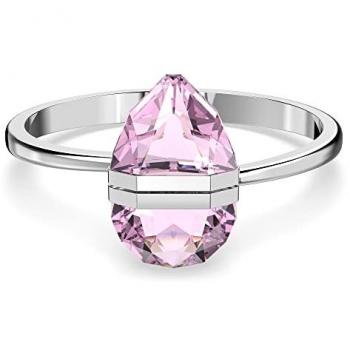 Swarovski Lucent Pink Bangle - One Size, Lucent Crystal Bracelet with Magnet Closure, Gray female, Rhodium plated
