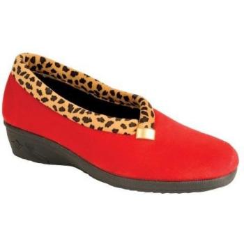 Pantuflas Paloma de mujer con estampado de leopardo en rojo - Talla 5 UK