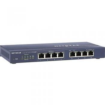 Netgear FS108PNA 8-Port Fast Ethernet 10/100 Unmanaged PoE Switch, with 4 x PoE at 53 W, Desktop and ProSAFE Lifetime Protection