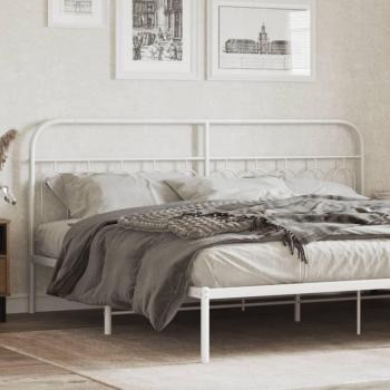 Cabecero de metal blanco de 200 cm Vidaxl con diseño moderno, estructura resistente, acabado en pintura blanca, fácil montaje y compatible con colchones de tamaño estándar