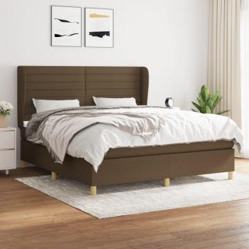 Cama box spring suave con colchón marrón oscuro 180x200 cm Tela