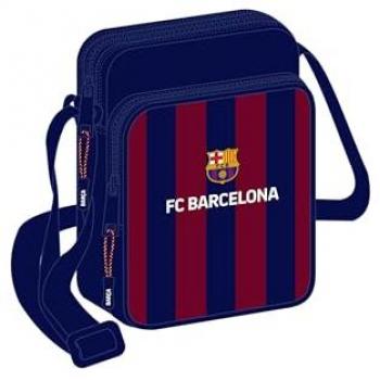Bolso Bandolera Unisex F.C. Barcelona con Bolsillo Exterior, Tamaño Pequeño, Azul Marino y Granate, 16 x 22 x 6 cm