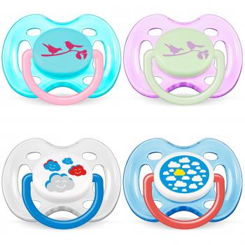 Philips Avent SCF172/18 - Chupete decorado, 0-6 meses, 2 unidades, surtido: colores aleatorios
