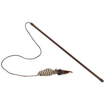 Caña de pescar para gatos con ratón sonajero y plumas Nobby Pet