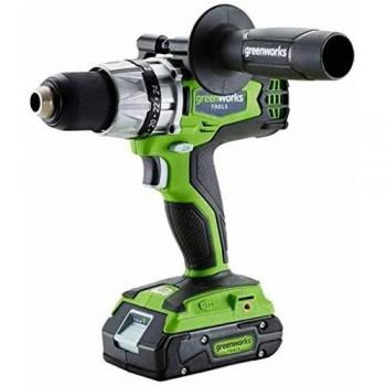 Greenworks Tools 673701607 Taladro Atornillador Sin Escobillas Inalámbrico, 24 V, Verde