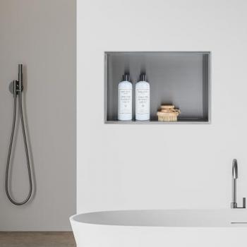 Nicho de Ducha Empotrado Kristinehamn Acero Inoxidable 47x32x10cm - Plata Mate Resistente al Agua