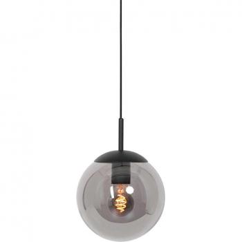 Lámpara colgante Bollique, negra, Ø 20 cm, cristal, 1 luz, globo