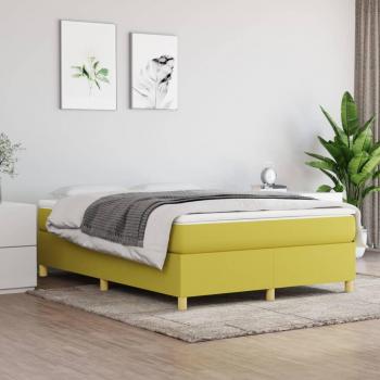 Estructura de cama box spring tapizada en tela verde 140x190 cm sin colchón
