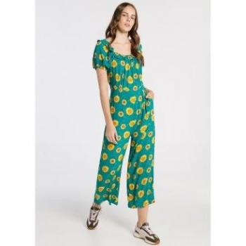 Mono Estampado Crop verde de Lois Jeans con diseño floral y corte ajustado - ¡Ideal para lucir a la moda esta temporada!