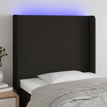 Cabecero LED de tela negro 83x16x128 cm