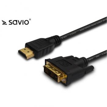 Adaptador de cable de video Savio CL-139 DVI-A a HDMI 1.8m - Negro