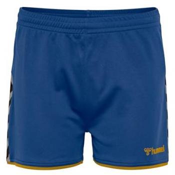 Calções para mulheres Hummel hmlAUTHENTIC Poly True Blue/Sports Yellow Talla: 2XL