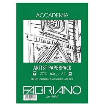 Papel de Dibujo Fabriano Accademia A3 160g/m² 75 Hojas Blanco