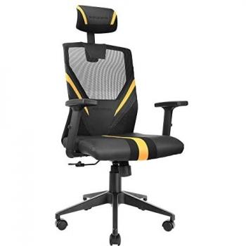 Mars Gaming MGC-ERGO Amarillo, Silla Gaming Ergonómica, Malla Transpirable, Soporte Ajustable Cervical