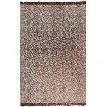 vidaXL Alfombra de Algodón Kilim 120x180cm Estampado Gris Topo Decoración Casa