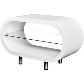 vidaXL Mesa de Sala/Mueble TV de Forma Redondeada, Color Blanco Brillante