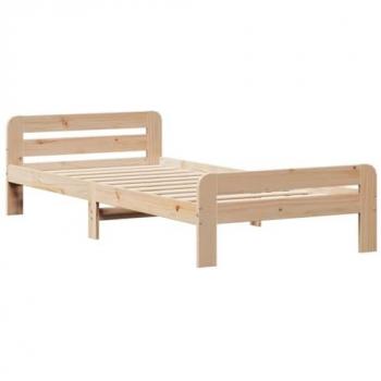 Estructura de cama sin colchón madera maciza de pino 100x200 cm marrón