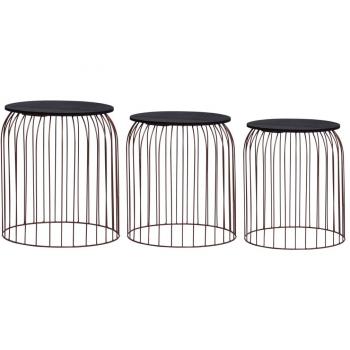vidaXL 3-Piece Copper Coffee Table Set