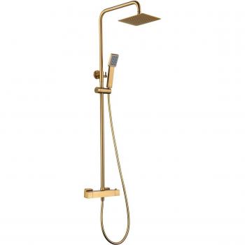 Conjunto ducha termostático Art Imex en oro cepillado
