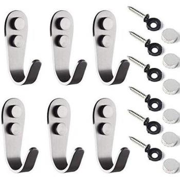 NOBRAND Ganchos de Pared Individuales 6 Piezas Ganchos para Toallas de baño del Acero Inoxidable Colgador de Abrigo Sombrero en Cocina y Oficina con Tornillo