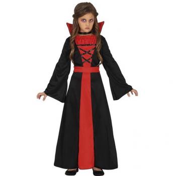 Disfraz Elegante de Vampiresa Roja y Negra para Niña